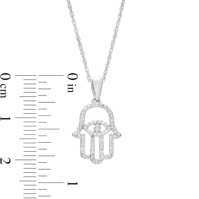Main Image 3 of 1/10 CT. T.W. Diamond Hamsa Pendant in Sterling Silver