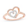 Thumbnail Image 1 of 1/10 CT. T.W. Diamond Double Heart Promise Ring in 10K Rose Gold