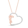 Thumbnail Image 0 of 1/5 CT. T.W. Diamond Cursive Script "love" Tilted Heart Pendant in 10K Rose Gold