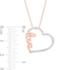 Thumbnail Image 3 of 1/5 CT. T.W. Diamond Cursive Script "love" Tilted Heart Pendant in 10K Rose Gold