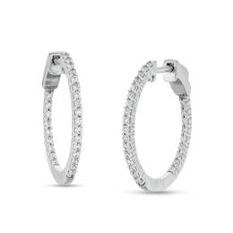 1/2 CT. T.W. Diamond Inside-Out Hoop Earrings in 10K White Gold