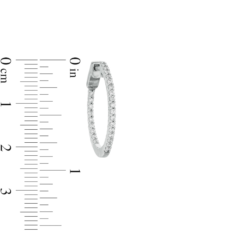 Main Image 3 of 1/2 CT. T.W. Diamond Inside-Out Hoop Earrings in 10K White Gold