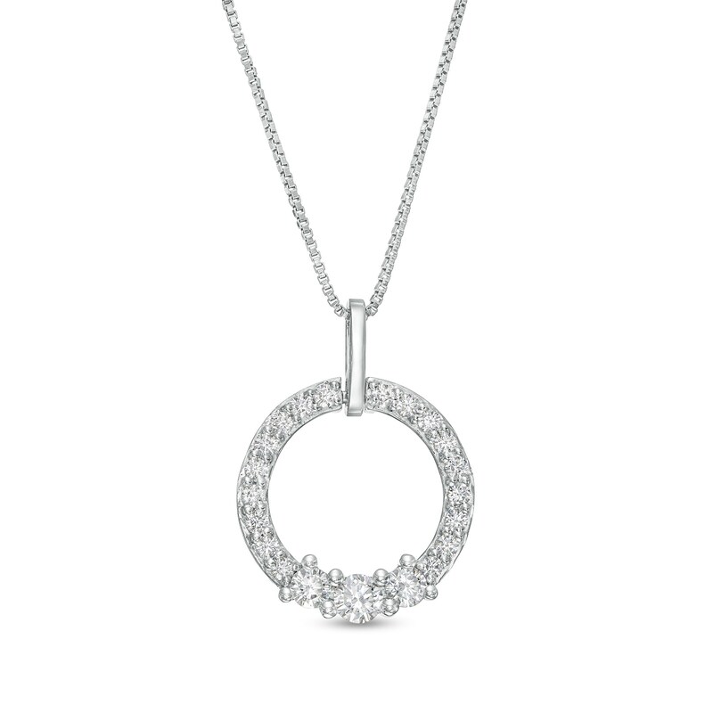 Main Image 1 of 1/2 CT. T.W. Certified Lab-Grown Diamond Circle Pendant in 14K White Gold (F/SI2)