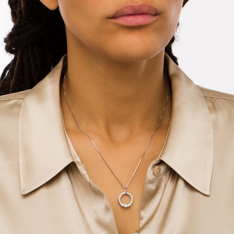 Main Image 2 of 1/2 CT. T.W. Certified Lab-Grown Diamond Circle Pendant in 14K White Gold (F/SI2)