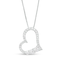 3/4 CT. T.W. Certified Lab-Created Diamond Tilted Heart Pendant in 14K White Gold (F/SI2)