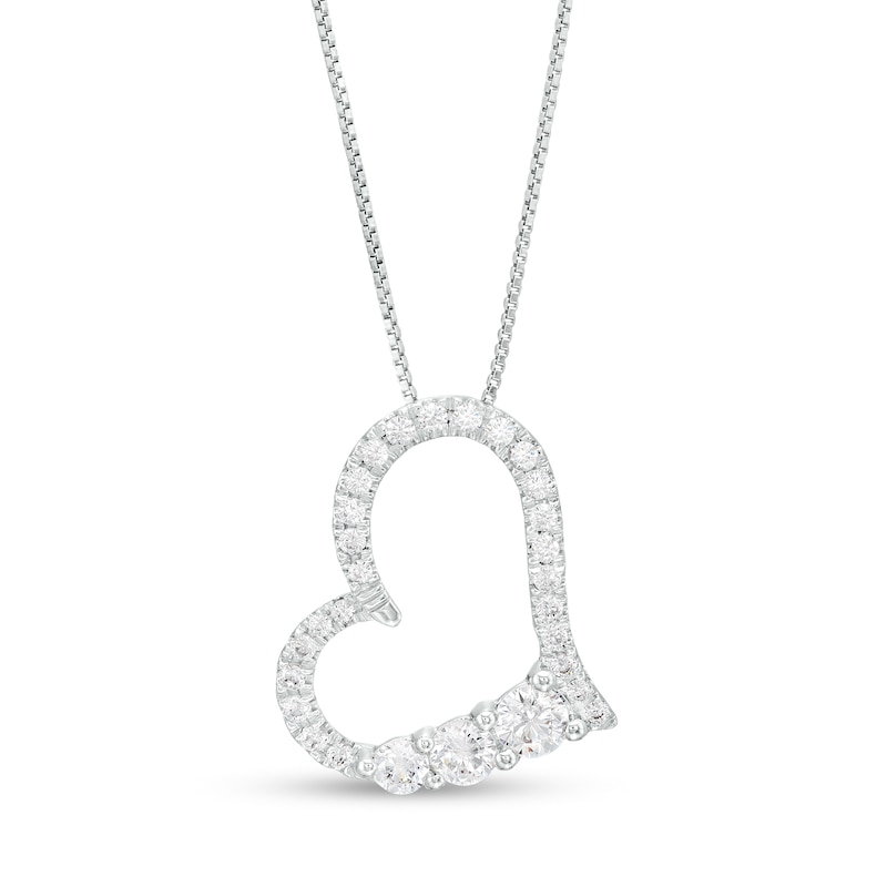 Main Image 1 of 3/4 CT. T.W. Certified Lab-Grown Diamond Tilted Heart Pendant in 14K White Gold (F/SI2)