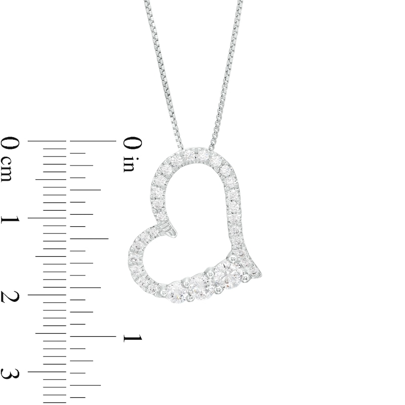 Main Image 4 of 3/4 CT. T.W. Certified Lab-Grown Diamond Tilted Heart Pendant in 14K White Gold (F/SI2)