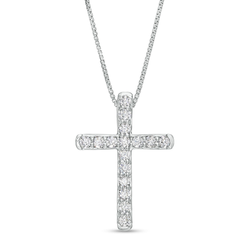 1/2 CT. T.W. Certified Lab-Created Diamond Cross Pendant in 14K White Gold (F/SI2)