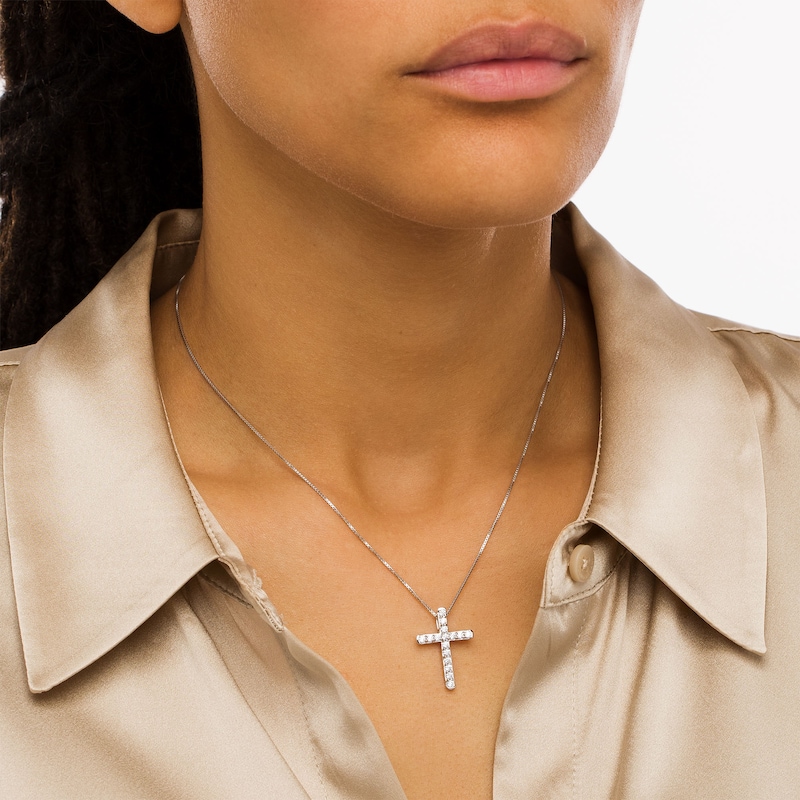 1/2 CT. T.W. Certified Lab-Created Diamond Cross Pendant in 14K White Gold (F/SI2)
