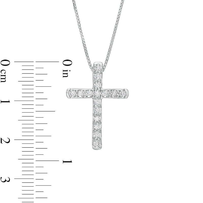 Main Image 4 of 1/2 CT. T.W. Certified Lab-Grown Diamond Cross Pendant in 14K White Gold (F/SI2)
