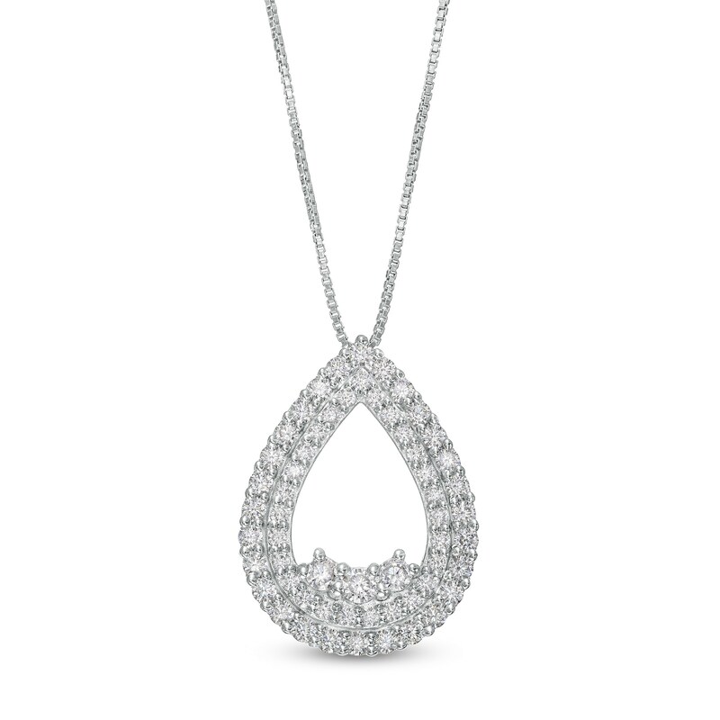 Main Image 1 of 1 CT. T.W. Certified Lab-Grown Diamond Open Teardrop Pendant in 14K White Gold (F/SI2)