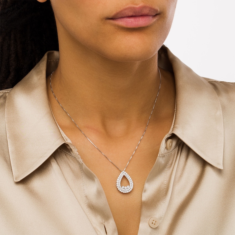 Main Image 2 of 1 CT. T.W. Certified Lab-Grown Diamond Open Teardrop Pendant in 14K White Gold (F/SI2)