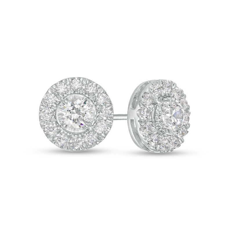 Main Image 1 of 5/8 CT. T.W. Certified Lab-Grown Diamond Frame Stud Earrings in 14K White Gold (F/SI2)