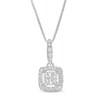 Thumbnail Image 0 of 1/2 CT. T.W. Certified Lab-Created Diamond Cushion Frame Drop Pendant in 14K White Gold (F/SI2)