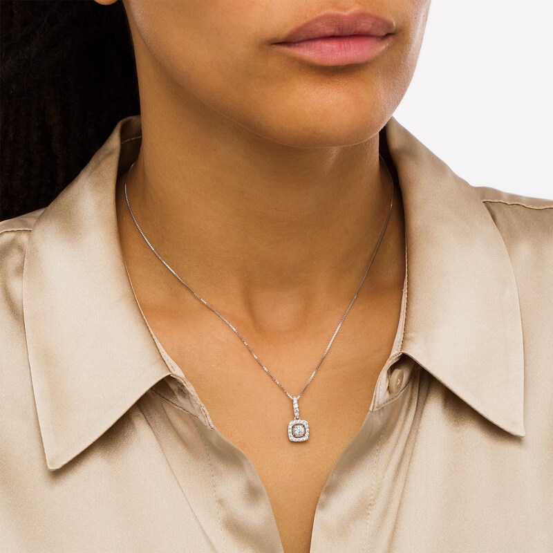1/2 CT. T.W. Certified Lab-Created Diamond Cushion Frame Drop Pendant in 14K White Gold (F/SI2)