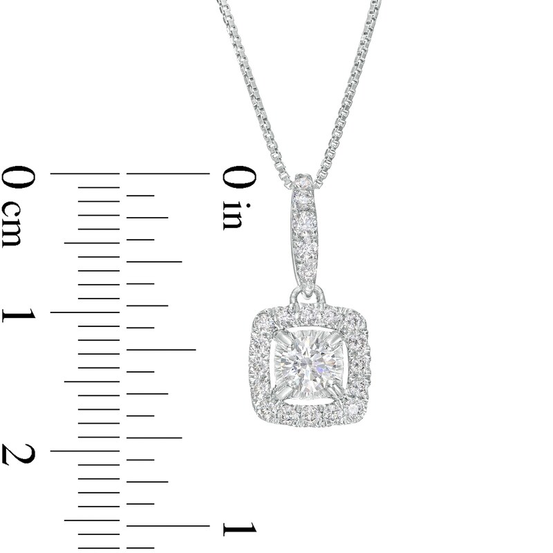 1/2 CT. T.W. Certified Lab-Created Diamond Cushion Frame Drop Pendant in 14K White Gold (F/SI2)
