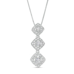 3/4 CT. T.W. Certified Lab-Created Diamond Square Frame Linear Three Stone Pendant in 14K White Gold (F/SI2)