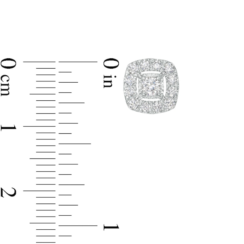 Main Image 3 of 5/8 CT. T.W. Certified Lab-Grown Diamond Cushion Frame Stud Earrings in 14K White Gold (F/SI2)