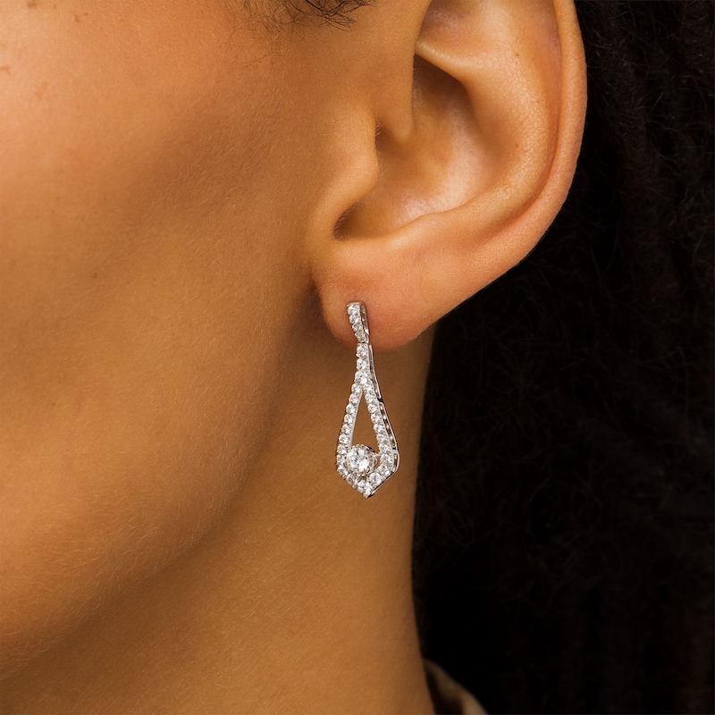 Main Image 2 of 1 CT. T.W. Certified Lab-Grown Diamond Teardrop Earrings in 14K White Gold (F/SI2)