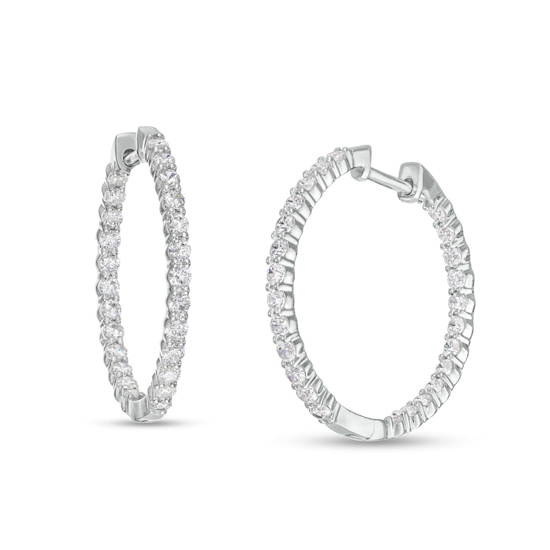 Main Image 1 of 1-1/2 CT. T.W. Certified Lab-Grown Diamond Inside-Out Hoop Earrings in 14K White Gold (F/SI2)