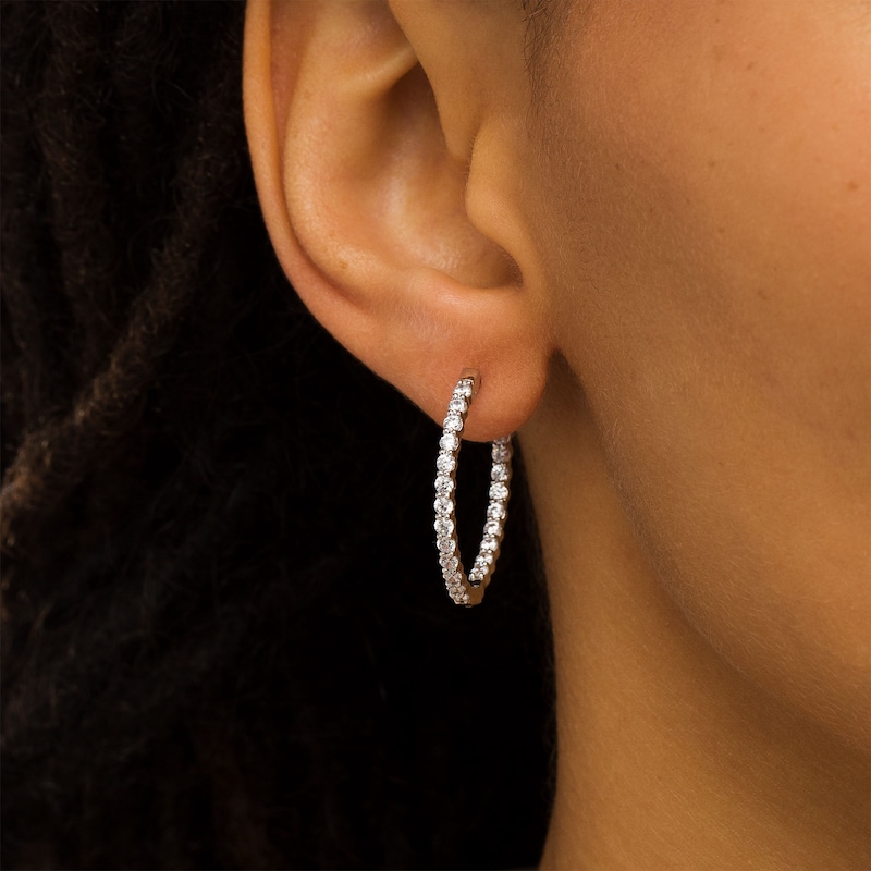 Main Image 2 of 1-1/2 CT. T.W. Certified Lab-Grown Diamond Inside-Out Hoop Earrings in 14K White Gold (F/SI2)