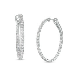2 CT. T.W. Certified Lab-Created Diamond Inside-Out Oval Hoop Earrings in 14K White Gold (F/SI2)