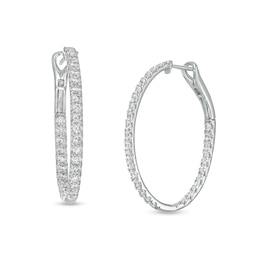 2 CT. T.W. Certified Lab-Grown Diamond Inside-Out Oval Hoop Earrings in 14K White Gold (F/SI2)