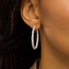Thumbnail Image 1 of 2 CT. T.W. Certified Lab-Created Diamond Inside-Out Oval Hoop Earrings in 14K White Gold (F/SI2)