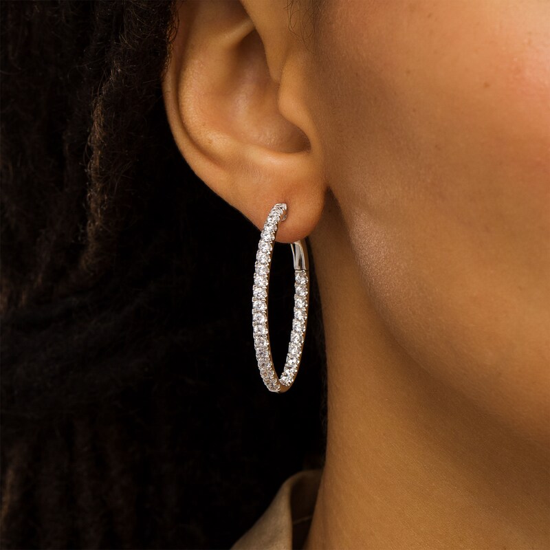 Main Image 2 of 2 CT. T.W. Certified Lab-Grown Diamond Inside-Out Oval Hoop Earrings in 14K White Gold (F/SI2)