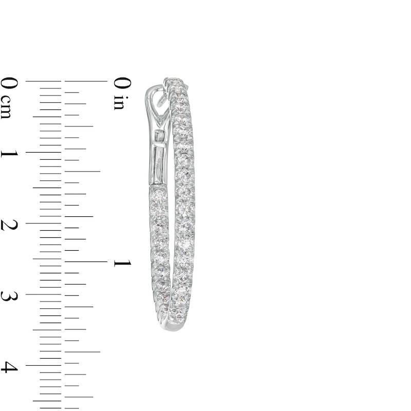 Main Image 3 of 2 CT. T.W. Certified Lab-Grown Diamond Inside-Out Oval Hoop Earrings in 14K White Gold (F/SI2)