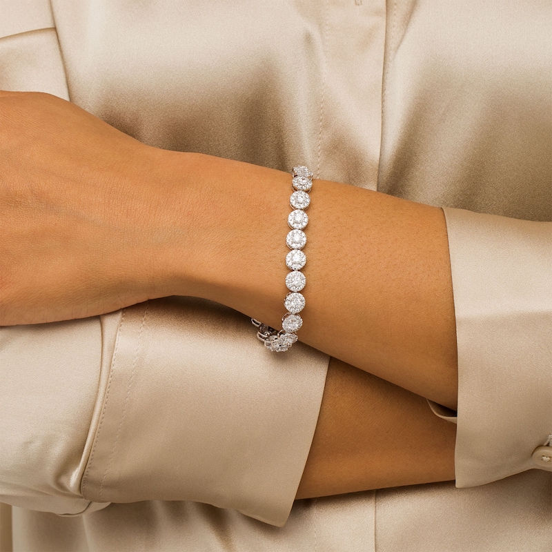 Main Image 2 of 7 CT. T.W. Certified Lab-Grown Diamond Frame Line Bracelet in 14K White Gold (F/SI2) - 7.25"