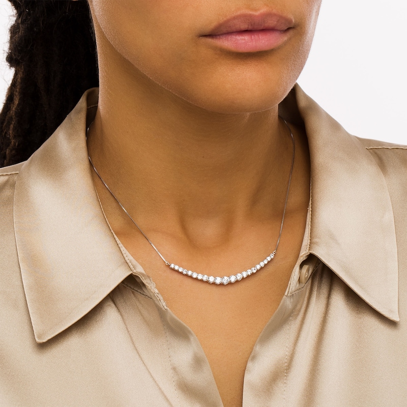 2 CT. T.W. Certified Lab-Created Diamond Journey Necklace in 14K White Gold (F/SI2)