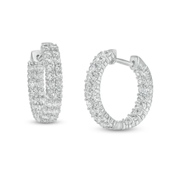 2-1/2 CT. T.W. Lab-Created Diamond Double Row Inside-Out Hoop Earrings in 14K White Gold (F/SI2)