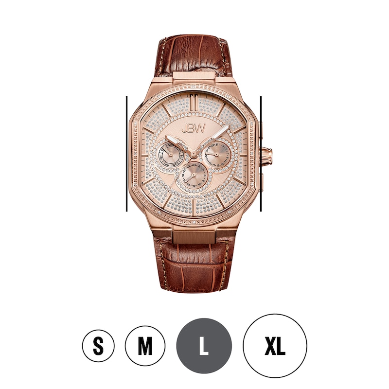 Men's JBW Orion 1/8 CT. T.W. Diamond and Crystal Accent 18K Rose Gold Plate Chronograph Strap Watch (Model: J6342C)