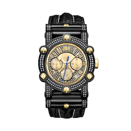 Men's JBW Phantom 10th Anniversary Edition Diamond and Crystal Two-Tone Chronograph Strap Watch (Model: JB-6215-10B)