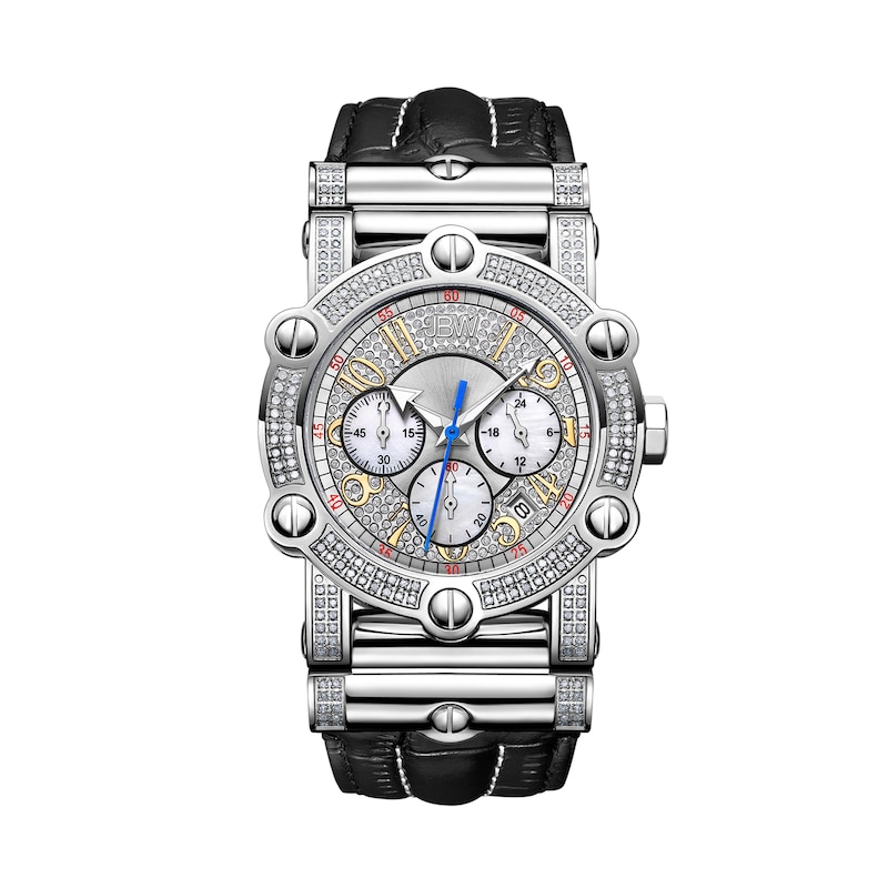 Main Image 1 of Men's JBW Phantom 10th Anniversary Edition Diamond and Crystal Accent Chronograph Strap Watch (Model: JB-6215-10A)