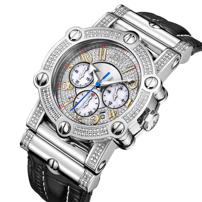 Main Image 2 of Men's JBW Phantom 10th Anniversary Edition Diamond and Crystal Accent Chronograph Strap Watch (Model: JB-6215-10A)