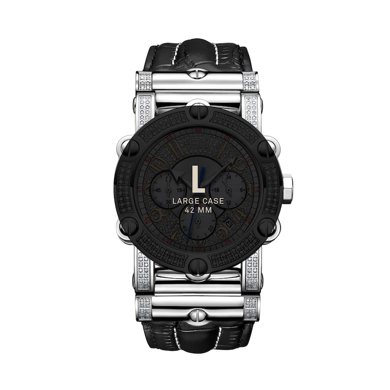 Main Image 4 of Men's JBW Phantom 10th Anniversary Edition Diamond and Crystal Accent Chronograph Strap Watch (Model: JB-6215-10A)