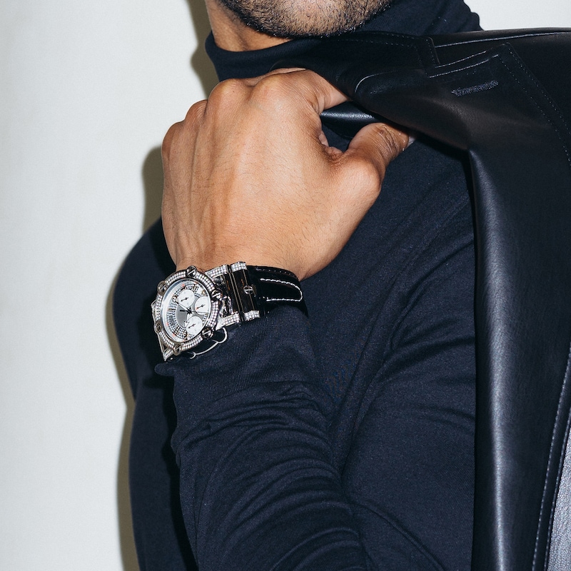 Main Image 5 of Men's JBW Phantom 10th Anniversary Edition Diamond and Crystal Accent Chronograph Strap Watch (Model: JB-6215-10A)