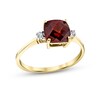 Thumbnail Image 1 of 7.0mm Checkerboard Cushion-Cut Garnet and 1/20 CT. T.W. Diamond Ring in 14K Gold