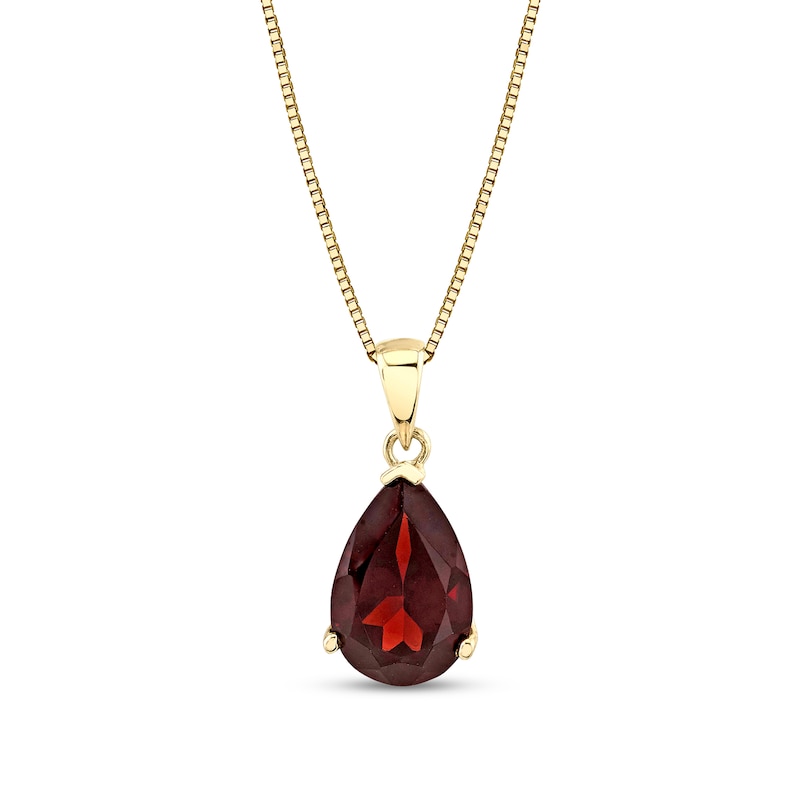 Pear-Shaped Garnet Solitaire Pendant in 14K Gold