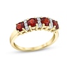 Thumbnail Image 1 of 4.0mm Garnet and 1/10 CT. T.W. Diamond Trio Alternating Four Stone Band in 14K Gold