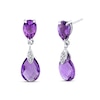 Thumbnail Image 0 of Pear-Shaped Amethyst and Diamond Accent Double Teardrop Earrings in 14K White Gold
