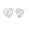 Thumbnail Image 1 of White Lab-Created Sapphire Heart Stud Earrings in Sterling Silver