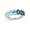 Thumbnail Image 1 of Oval Sky, Swiss and London Blue Topaz Ombre Seven Stone Band in Sterling Silver