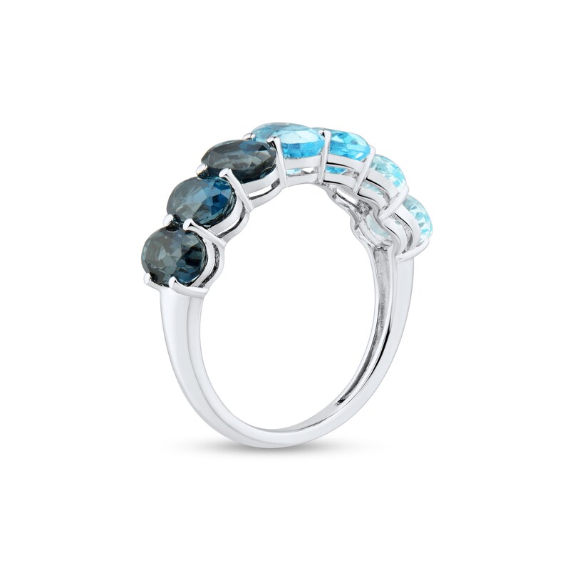 Main Image 2 of Oval Sky, Swiss and London Blue Topaz Ombre Seven Stone Band in Sterling Silver