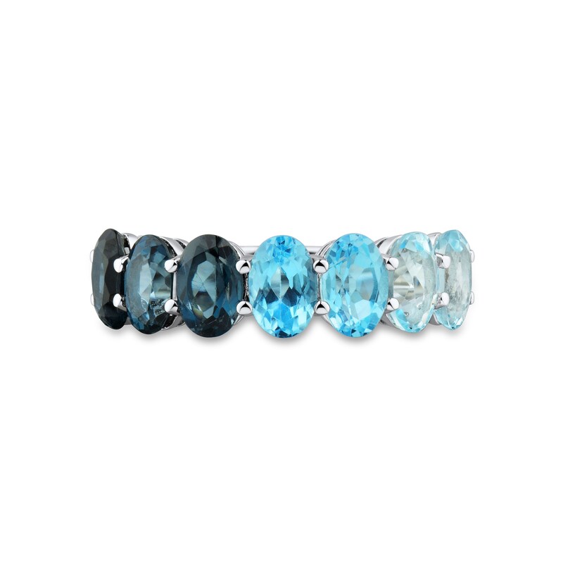 Main Image 3 of Oval Sky, Swiss and London Blue Topaz Ombre Seven Stone Band in Sterling Silver