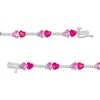 Thumbnail Image 3 of 5.0mm Lab-Created Ruby, Pink and White Lab-Created Sapphire Mirrored Hearts Station Bracelet in Sterling Silver - 7.5"