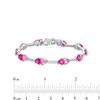 Thumbnail Image 4 of 5.0mm Lab-Created Ruby, Pink and White Lab-Created Sapphire Mirrored Hearts Station Bracelet in Sterling Silver - 7.5"