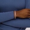 Thumbnail Image 2 of Sideways Octagonal Lab-Created Ruby Bead Frame Line Bracelet in Sterling Silver and 10K Gold Plate - 7.25"